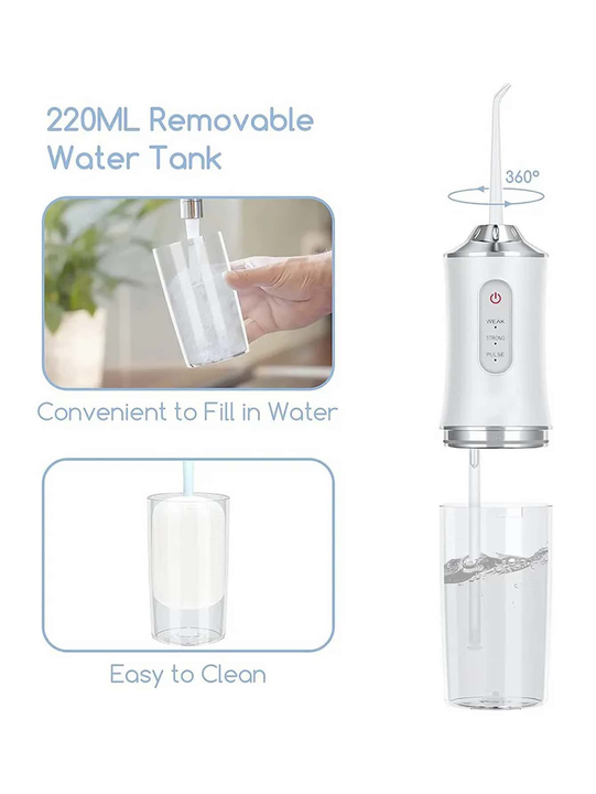 Portable Water Flosser | 360° Rotating Nozzle Oral Irrigator for Deep Cleaning