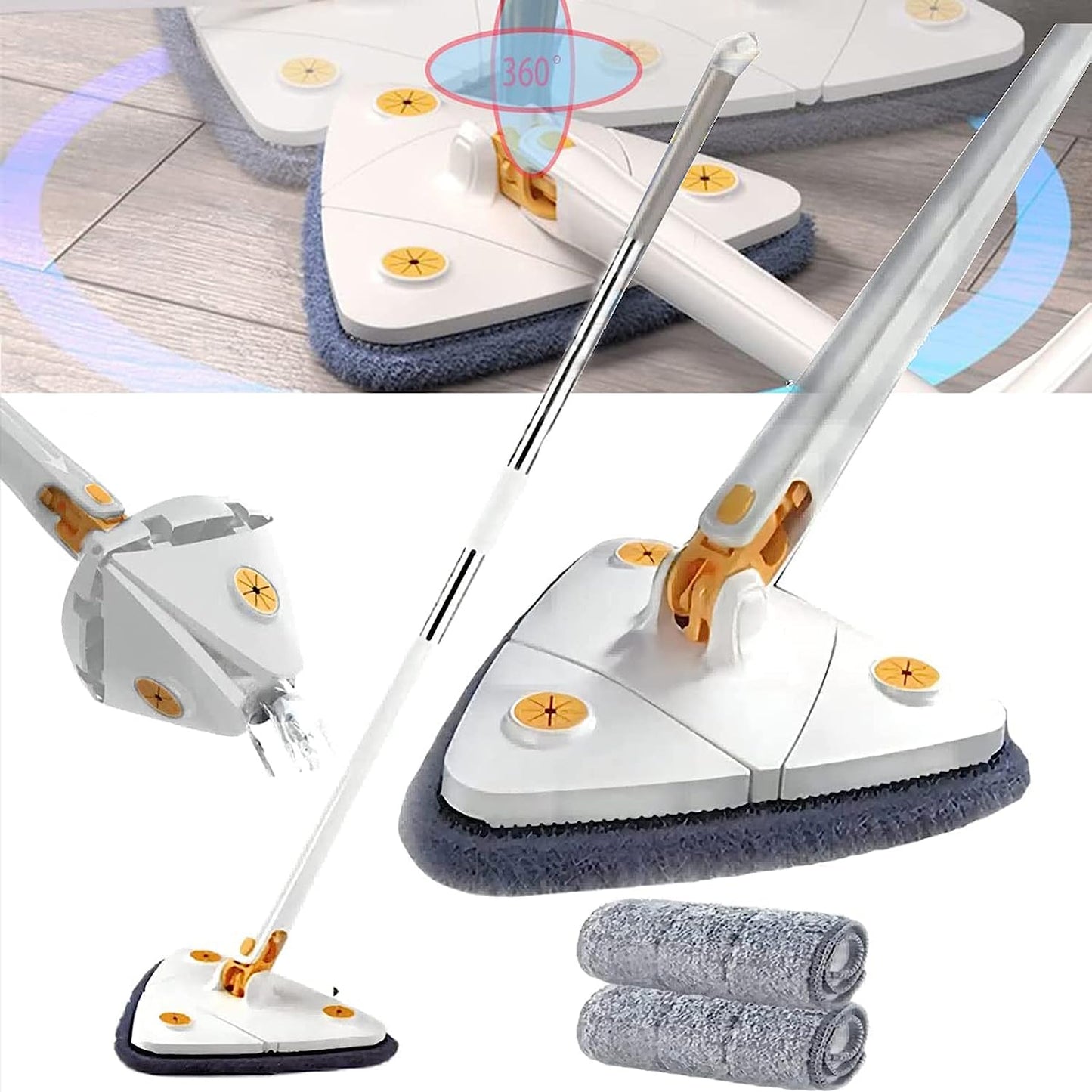 360° Rotating Wet & Dry Triangular Mop – Versatile Cleaning for Floors, Windows & More